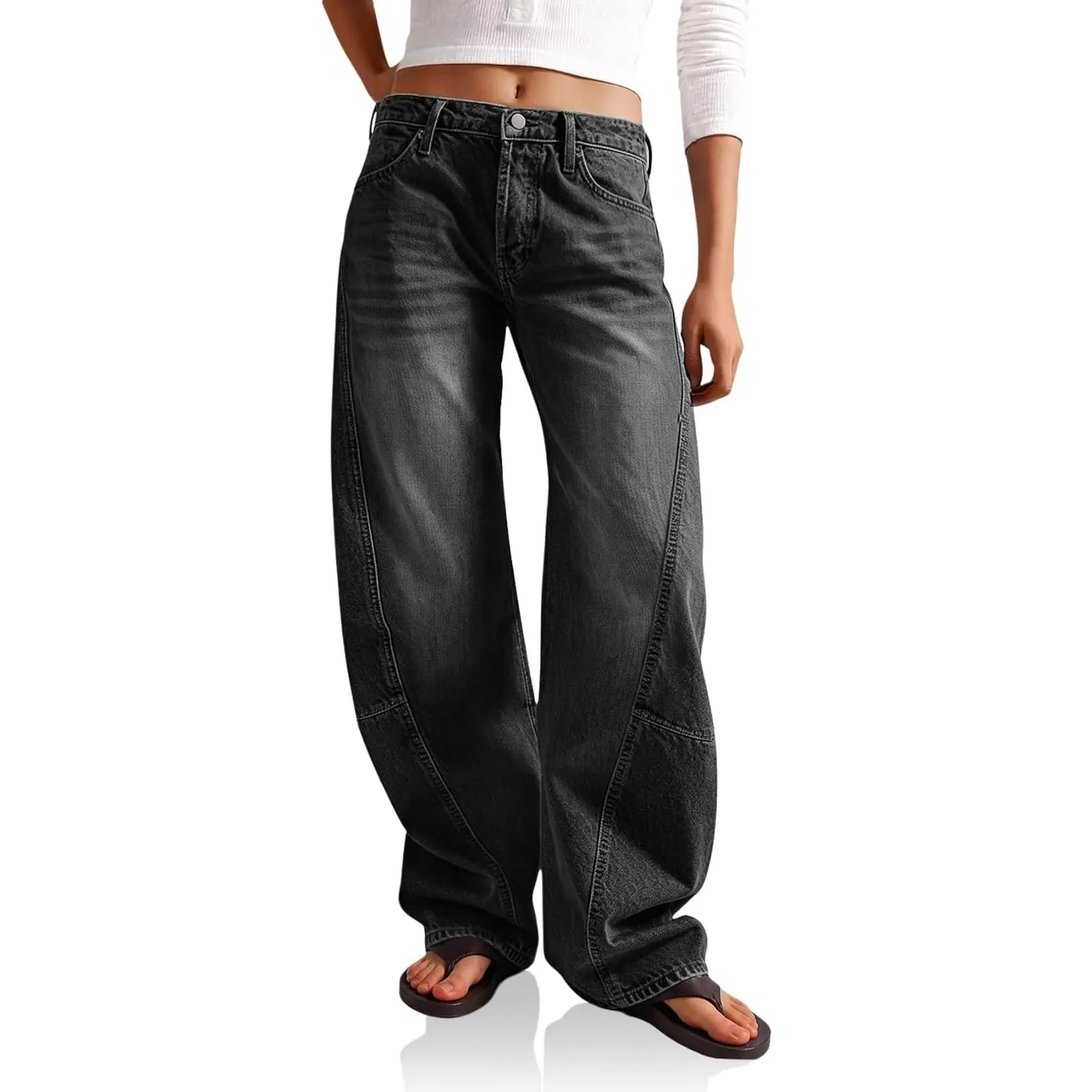 Cicy Bell Women’s Baggy Wide Leg Jeans High Waisted Seam Denim Pants | Trendy Casual, Loose Fit, Vintage Jeans, Boyfriend Denim Pants