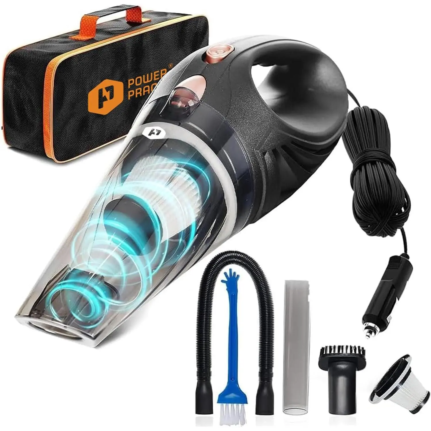 ThisWorx Handheld  Vacuum, Portable  Vacuum Cleaner with 16Ft Cord | 12V High , Lightweight Design for  Interior, RV,  & Travel, Includes 3 Attachments & Storage Bag