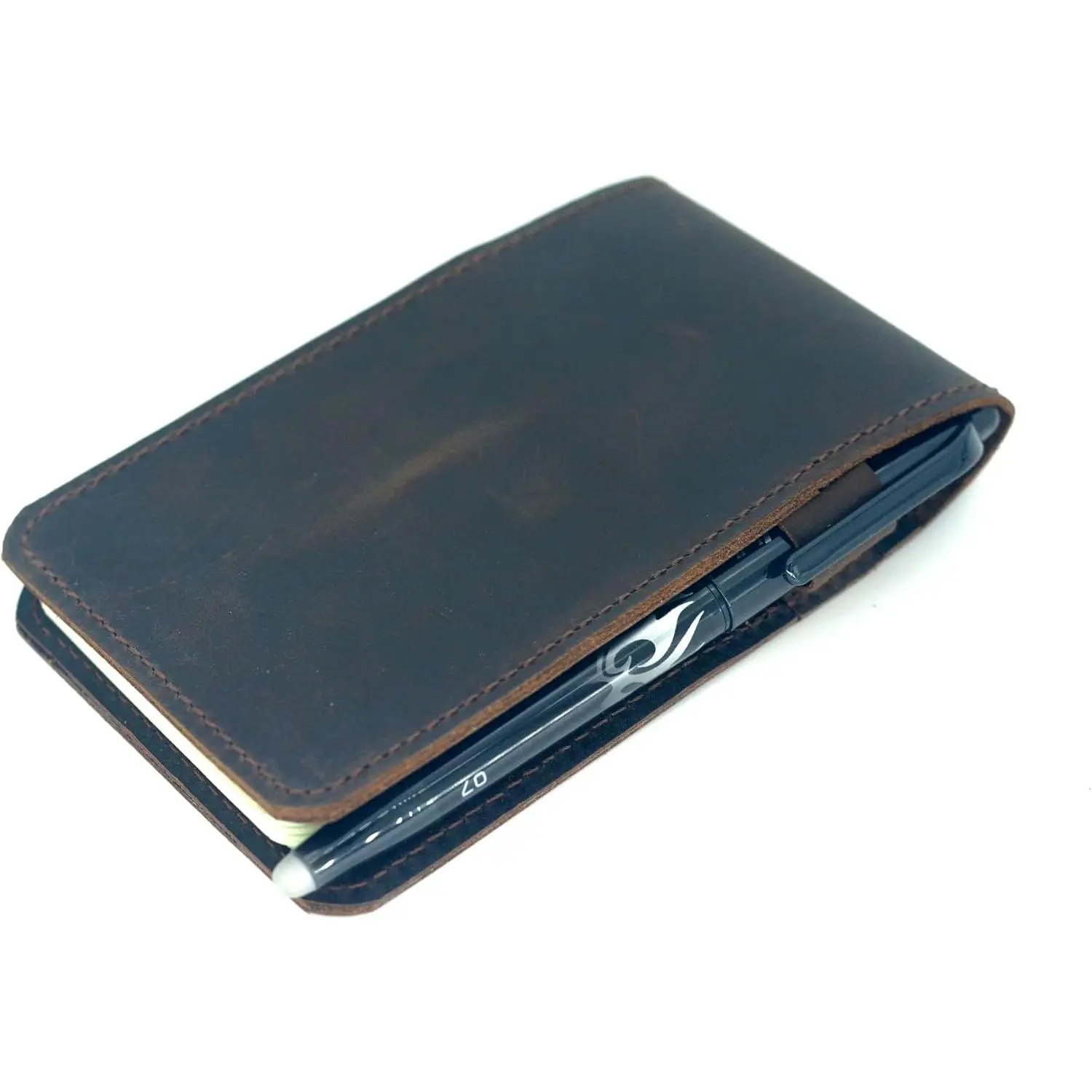 Leather Cover for Rite in the Rain Spiral Notebooks 3" x 5" Distressed  Cover for Memo Notebook Cover Pocket Notebook 3" x 5" (Dark Brown)