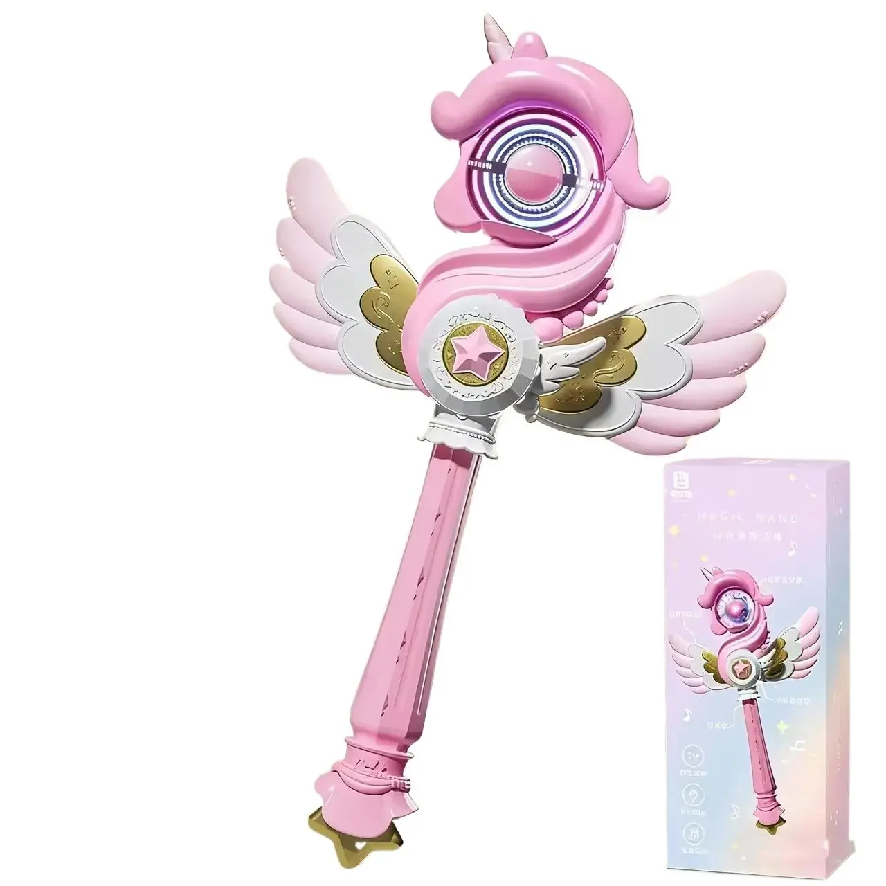 Fantasy Unicorn Fairy Magic Wand - Light-Up Spinning LED, Color Breathing Lights, Audio Magic Sound Effects, Dreamy Wing Decor Princess Dress-Up Toy for Girls, Encourages Imaginative Play, Great Birthday Gift