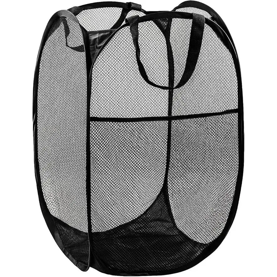 Pop Up Hamper - 1 PCS Mesh Laundry Hamper, Premium Pop Up Design, Foldable Popup Mesh, Black, Ideal for Laundry Storage
