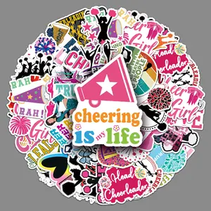 50 Cheer Stickers,Cheerleading Stickers Vinyl Waterproof Decals,Perfect Cheer Gifts for Cheerleader Girls Cheer up, Cheer Lover Team School Teens,for Water Bottles Laptop Computer Luggage Cup