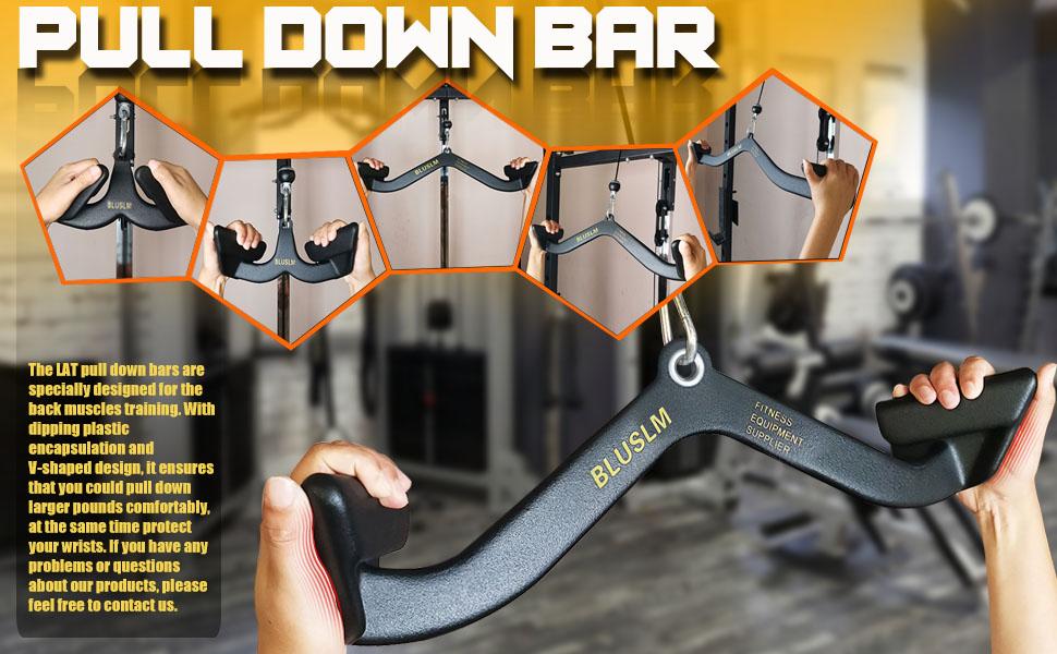 Pull Down Bar for Cable Machine, LAT Pulldown Attachments T Bar V Bar Cable Attachment, Back Tricep Bar Strength Training Handle