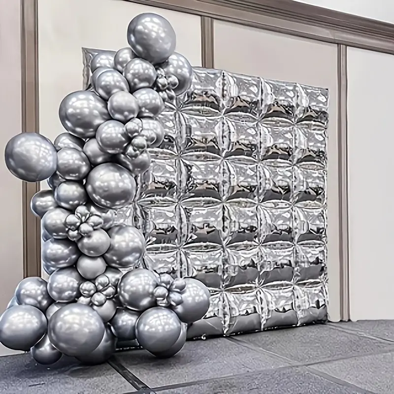 50-Piece Silver Square Foam Block Balloon Wall Set - Silver Balloon Tunnel Arch - Multi-Functional Themed Party Decoration For Weddings, Birthdays, Anniversaries, Christmas, Valentine'S Day, New Year, Mother'S Day