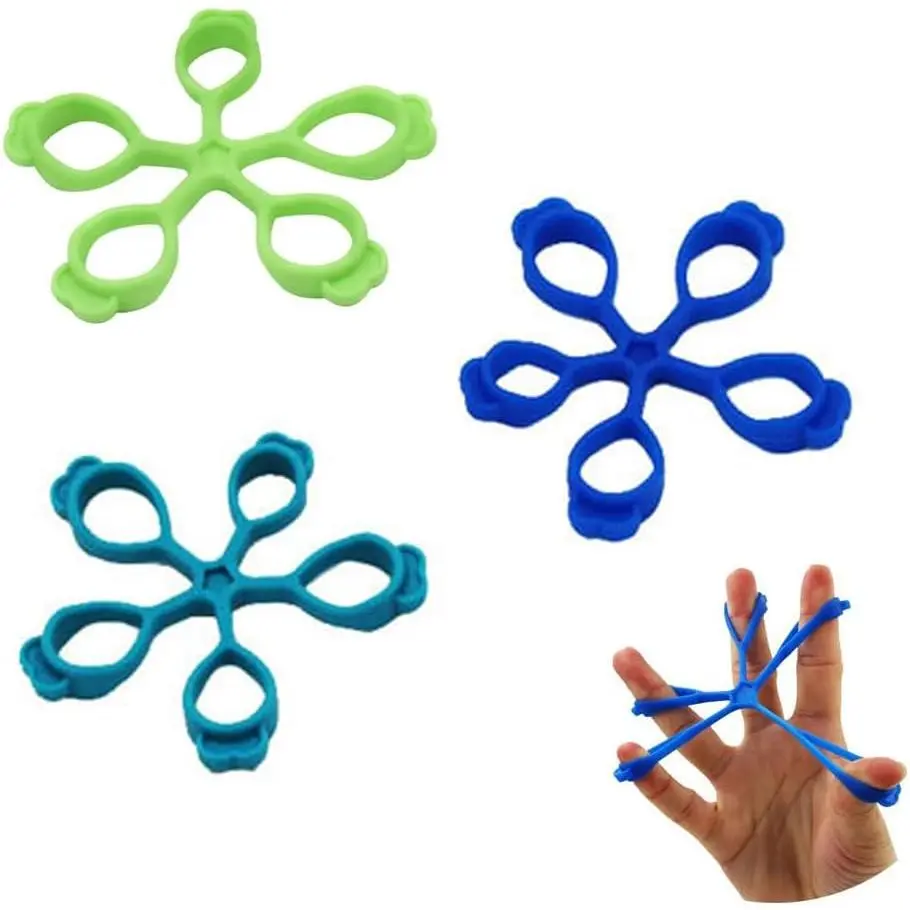3 Pack Finger Stretcher Finger Exerciser Hand Strengthener Grip Strength Trainer Hand Resistance Bands Finger Extension Elastic Rings Hand Strengthening Extensor 7LB 9LB 11LB Set