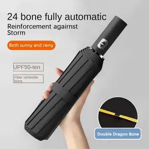 12-Bone Double-Ribbed Automatic Umbrella, One-Button Opening and Closing, Wind-Resistant, Sunscreen, 1pc, Perfect for Outdoor Use