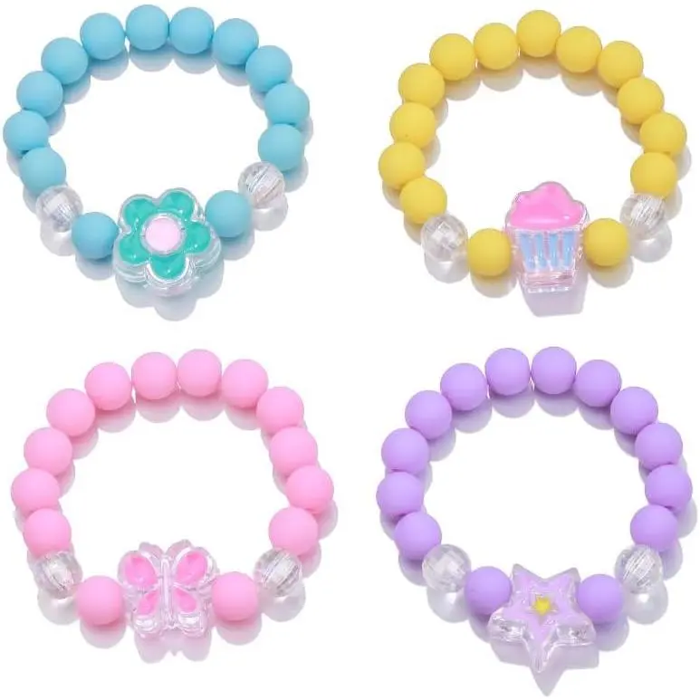 Colorful Rainbow Flower Heart Charm Bracelets Set Y2k Friendship  Beaded Stretchy Strand Bracelet for Women Girls Cute Preppy Party Favor Play Holiday Beach  Birthday Gifts