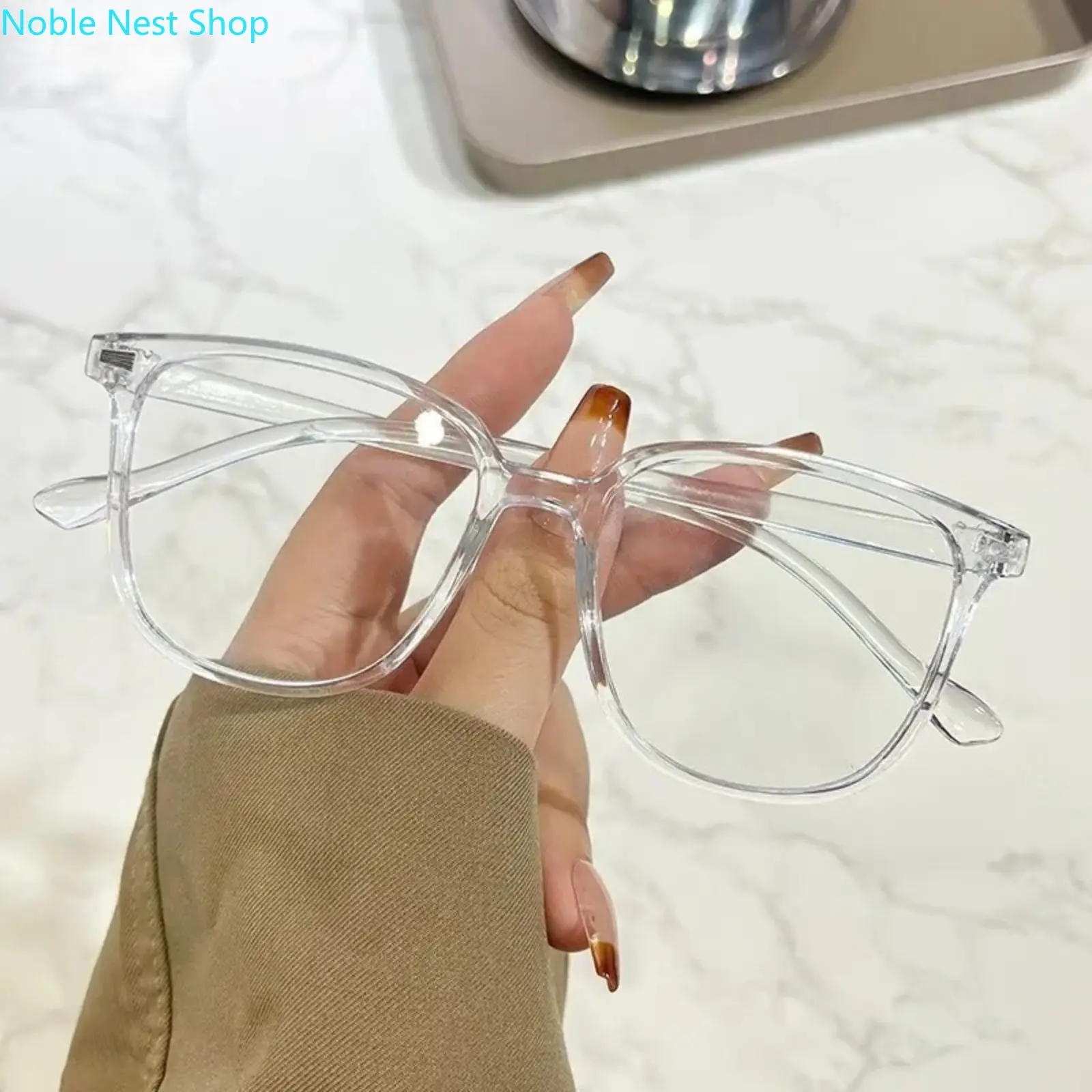 Women’s Chic Square Frame Blue Light Blocking Glasses, Versatile Premium Eyewear with Clear & Ready Myopia Lenses for Daily Casual and Office Working
