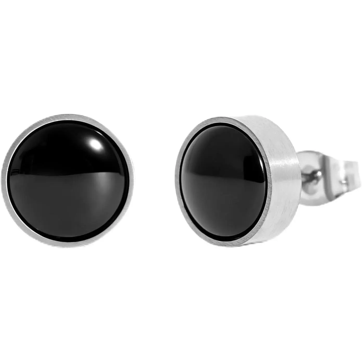 TGNEL Men's Black Ceramic Round Studs, Pure Titanium 20G Hypoallergenic Earrings for Sensitive Ears and Daily Wear, Casual