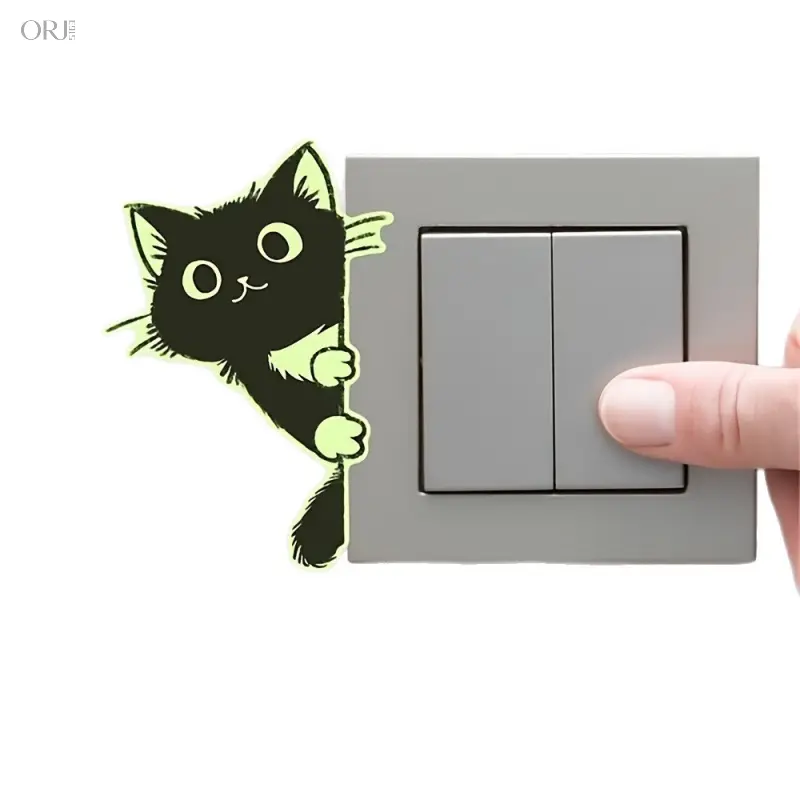 4/8PCS Green Glow In The Dark Peeking Black Cat Wall Stickers, Self-Adhesive Luminous Kitty Decals, Fun DIY Decor Mural For Entryway Bedroom Kitchen Living Room Shop Window Cute Animal Fluorescent Wall Ornaments sum,Silver,Snowman,Ging,b,charm,accessories