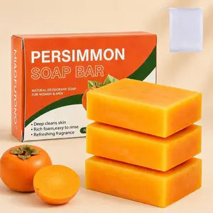 3PCS Persimmon Soap Bar, Fruit Soap for Old People Smell,  Body Odor Control,  Natural Refreshing Body Bar Soap,  Japanese Persimmon And Natural ingredients, Deep cleanse with lasting fragrance, Daily body care