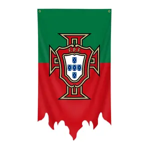 1pc, FOOTBALL 2026 the Portugal Flag, Portuguese National Team Football LOGO Banner, Vertical Shabby Flag, 51x28in (130*70cm), 2 Grommets, Single-Sided Printing, for Indoor, Outdoor, Dorm, Party, Home, Man Cave, Garden, Bar, Fans Club, Decoration