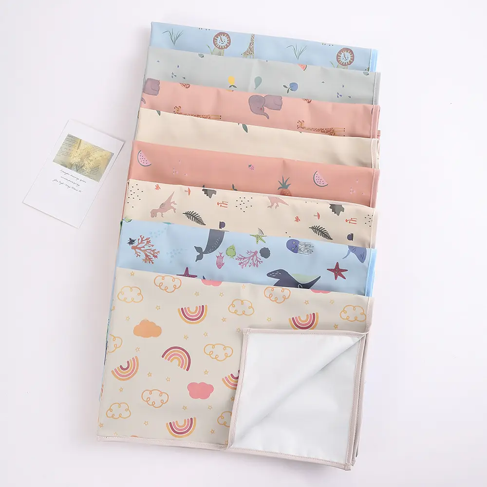 PU Unisex Printed Waterproof Washable Baby Changing Pad - Soft Comfortable Diaper Mat for Newborns, Bedside Overnight Protection, Ins-Style Nursery Essential for Kids Room, Rainbow