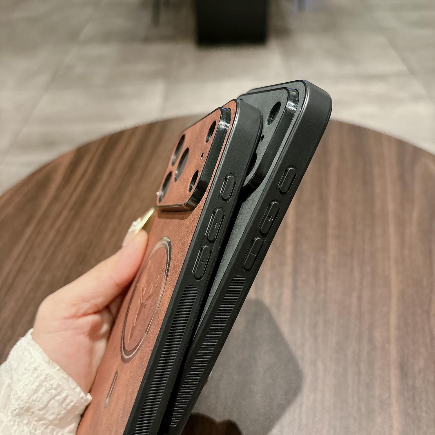 For iPhone 17 Pro Max16 15 14 13 12 Pro Max Shockproof Case Deer Design PU Leather Magnetic Bumper Case Compatible with Mag Safe Anti-Scratch Camera Protection