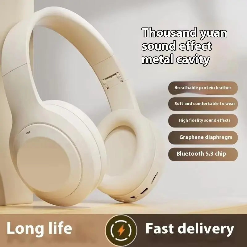 M5 Wireless Bluetooth 5.3 Headphones - HiFi Stereo Noise Cancelling, Foldable Metal Headband, Built-in Microphone, Audio Electronic Headset with Automatic Connectivity
