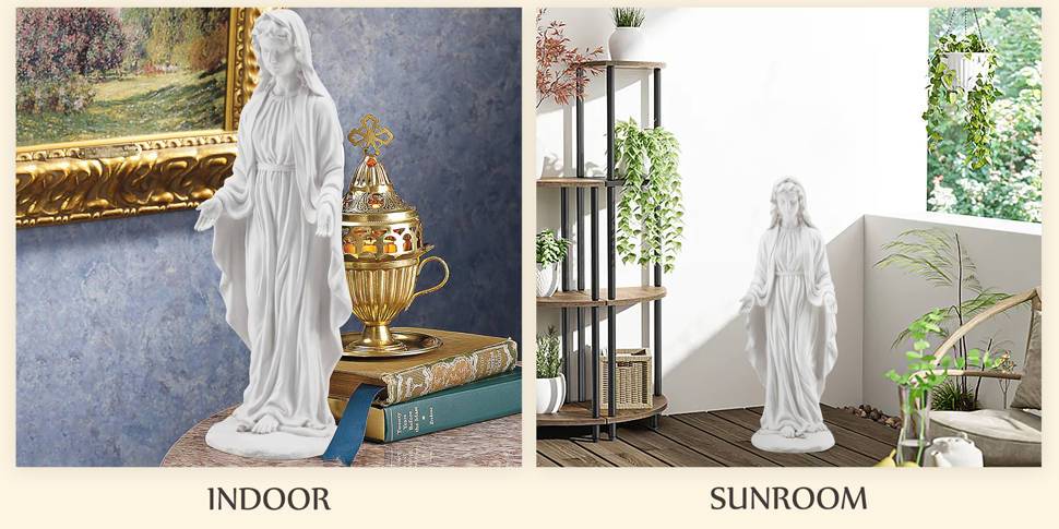 29.5'' Blessed Mother Garden Statue - Weather-Resistant Magnesium Oxide Religious Sculpture, Outdoor Spiritual Decor for Garden, Lawn & Patio