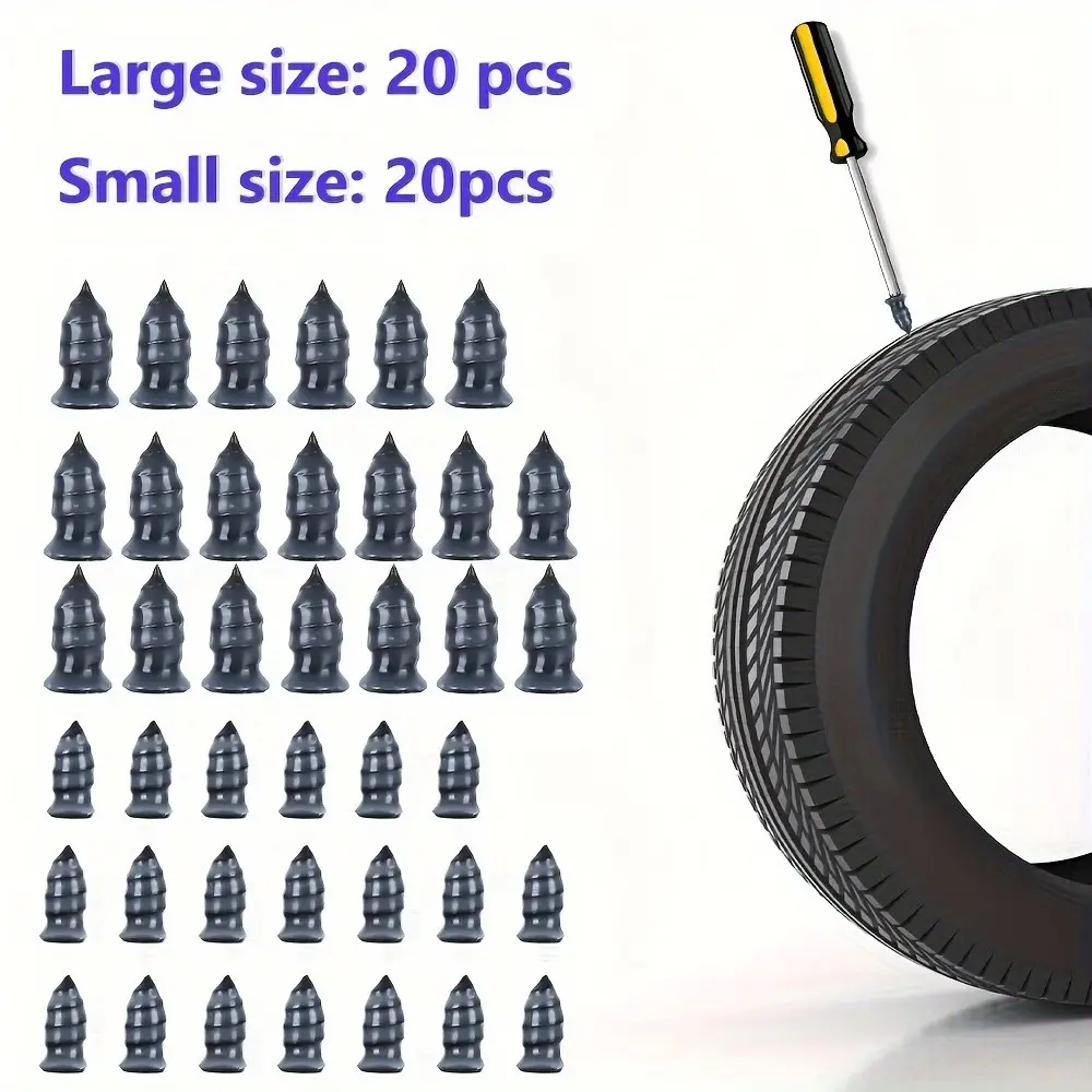 40-Piece Car Tire Repair Rubber Spikes Kit, Quick Tire Repair Screws, Vacuum Tire Repair Pins, Emergency Repair Tool Set, Tire Repair Kits, Tire Repair Tools