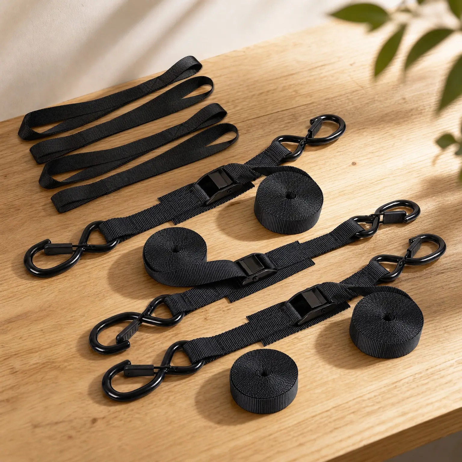 Heavy Duty 6 ft 1200 lb Cam Buckle Tie Down Straps 4-Pack with Hooks & Soft Loops for Motorcycle, Dirt Bike, Truck, Kayak, Car TransportGift