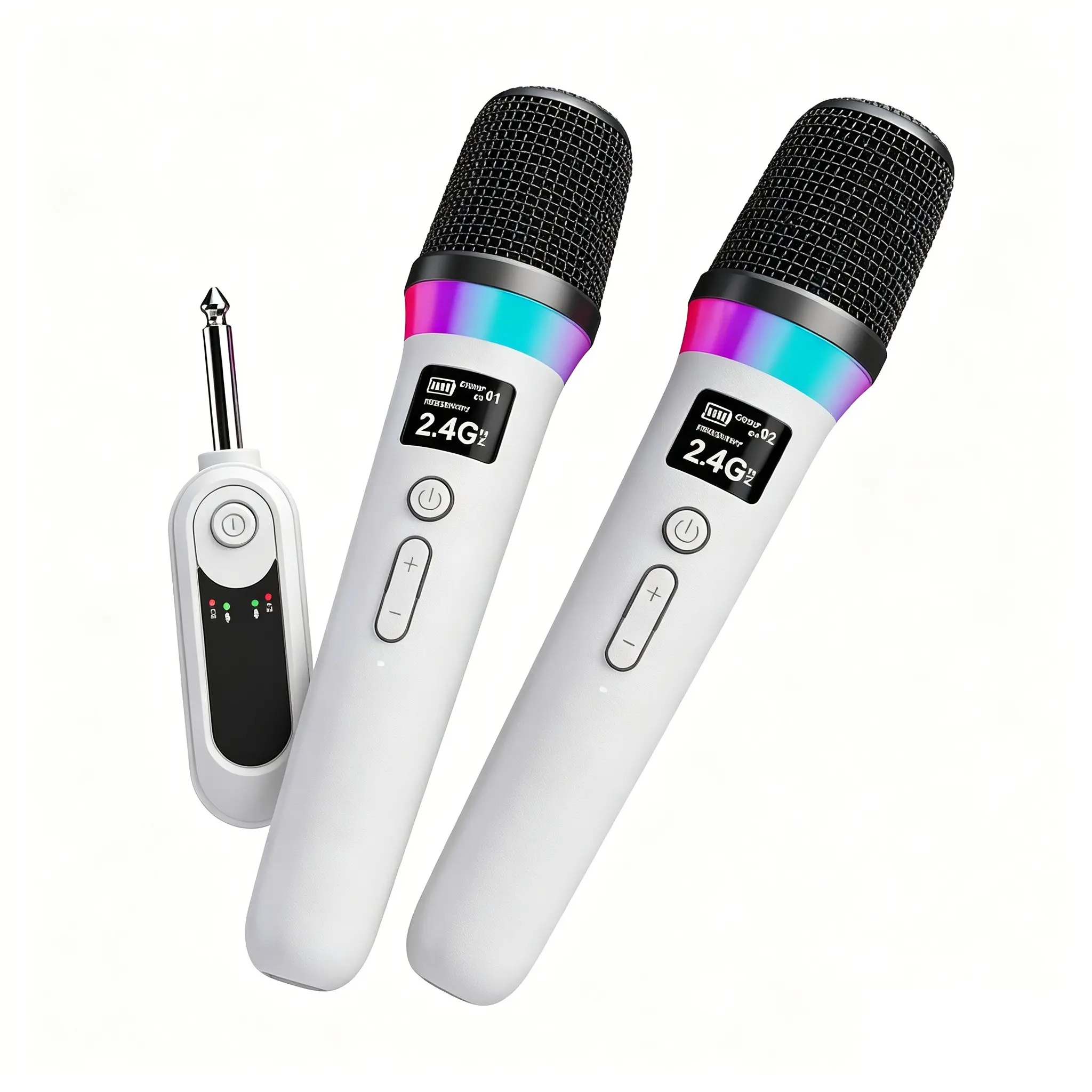 Singing Wireless Microphone 40H Long Battery Life | Rechargeable Dynamic Handheld Mic with LED Light & Volume Knob for Home Party, Karaoke, Speech