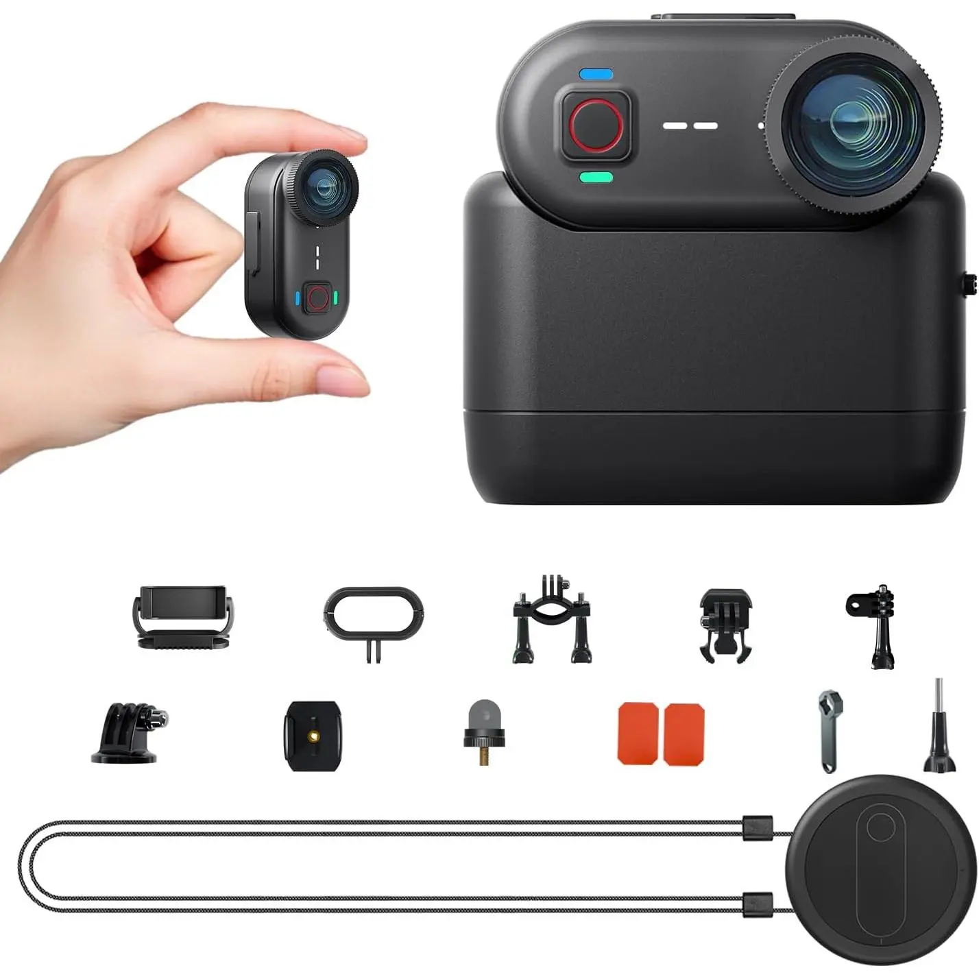 K80 Thumb Action Camera, POV mini  Camera 4K with Action Pod & -in 64GB, 20MP WiFi Remote Control, 6-Axis EIS Stabilization,10M  Portable  Cam for Vlogging/Motorcycling