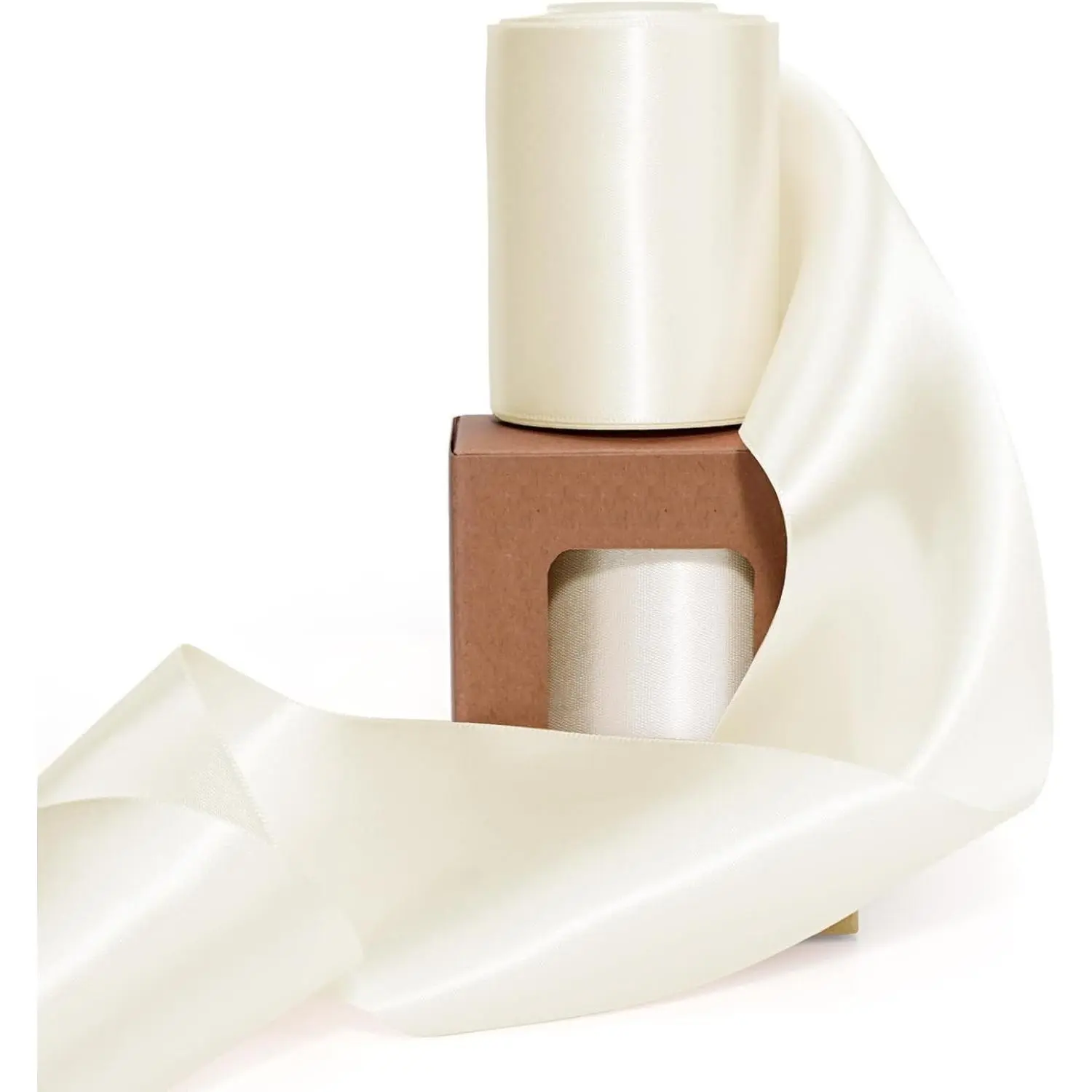 Ivory Satin Ribbon 3 Inch x 10 Yards Double Fcaed Continuous Ivory Ribbon for Flower Bouquet, Chair Sashes, Baby Shower, Garland, Gift Wrapping, Craft Project