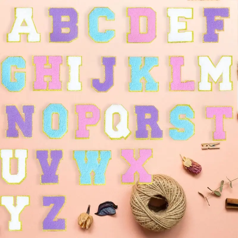 26pcs Alphabet Letter Embroidery Patches, 8cm Sewing Iron-On Stickers, DIY Fabric Appliques for Clothes, Jackets, Hats, Books, Backpacks