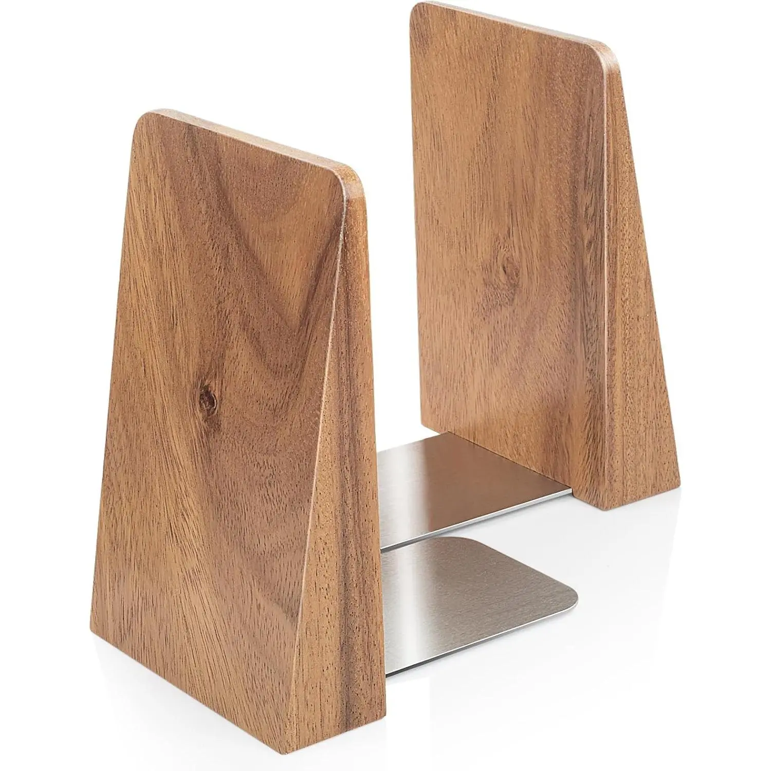 Heavy Duty Handmade Walnut Book Ends, Large Decorative Wooden Bookends for Shelves to Hold Heavy Books