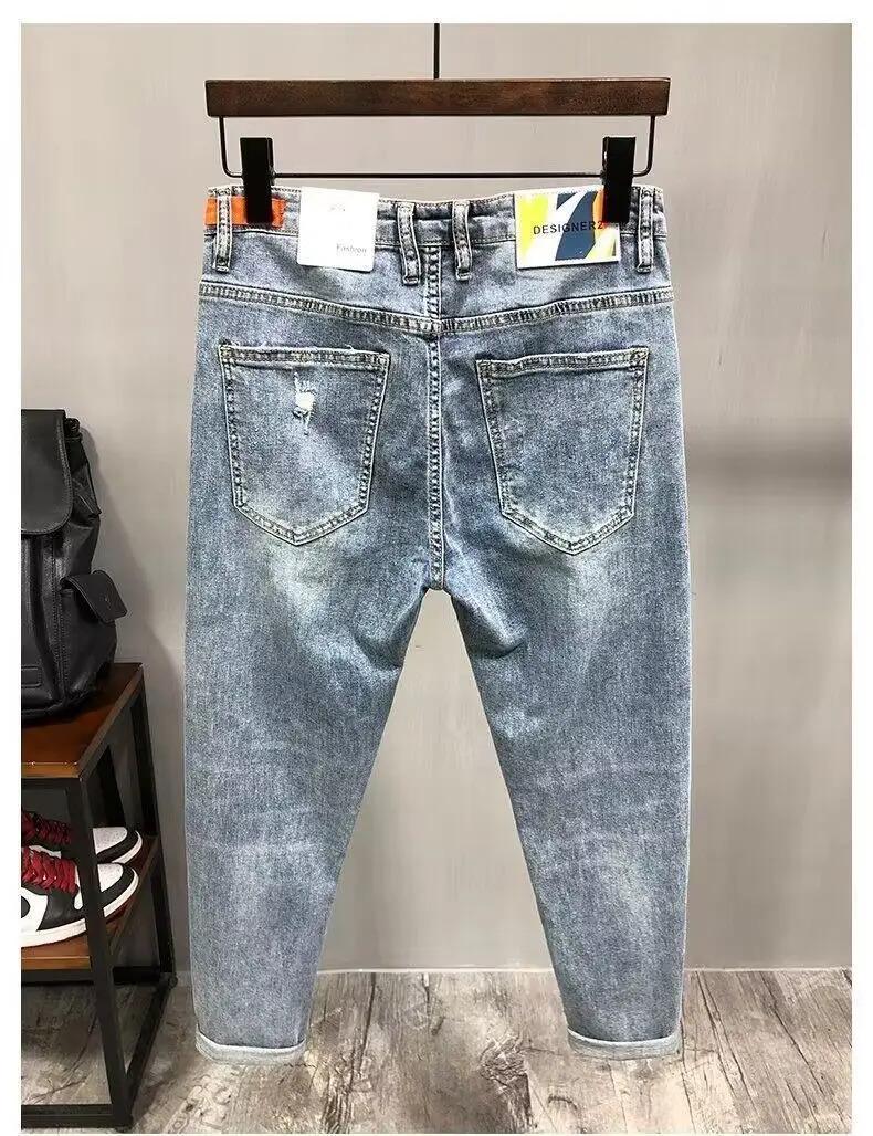 Fashion Men's Casual Jeans vintage Spring and Autumn Slim Ripped Jean Pants with HOLE Design  Men Clothing Luxury Cargo Pants