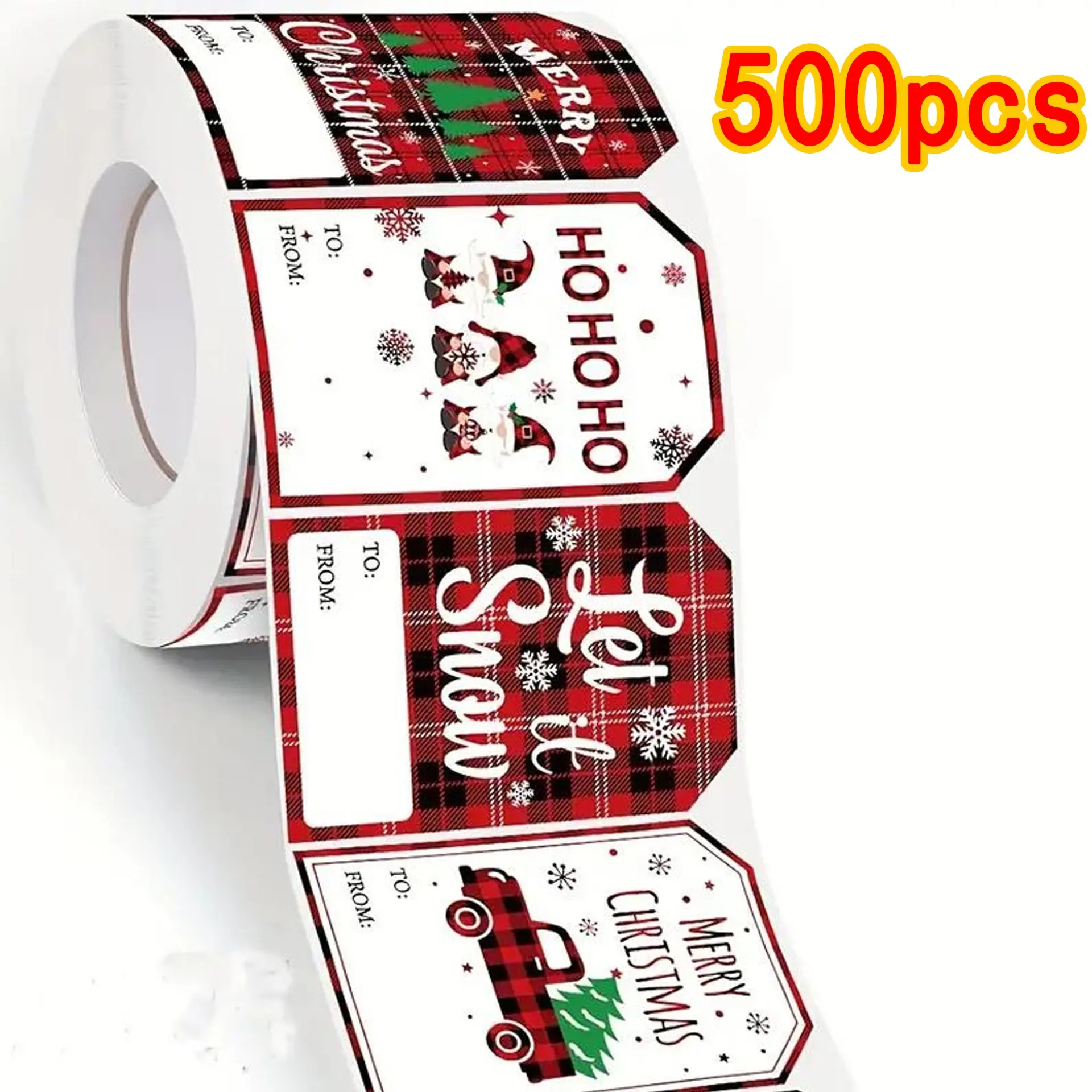 Christmas Themed Gift Tag, 500pcs/roll Festive Paper Label, Decorative Label for Christmas & Home Party, Gift Wrapping Supplies