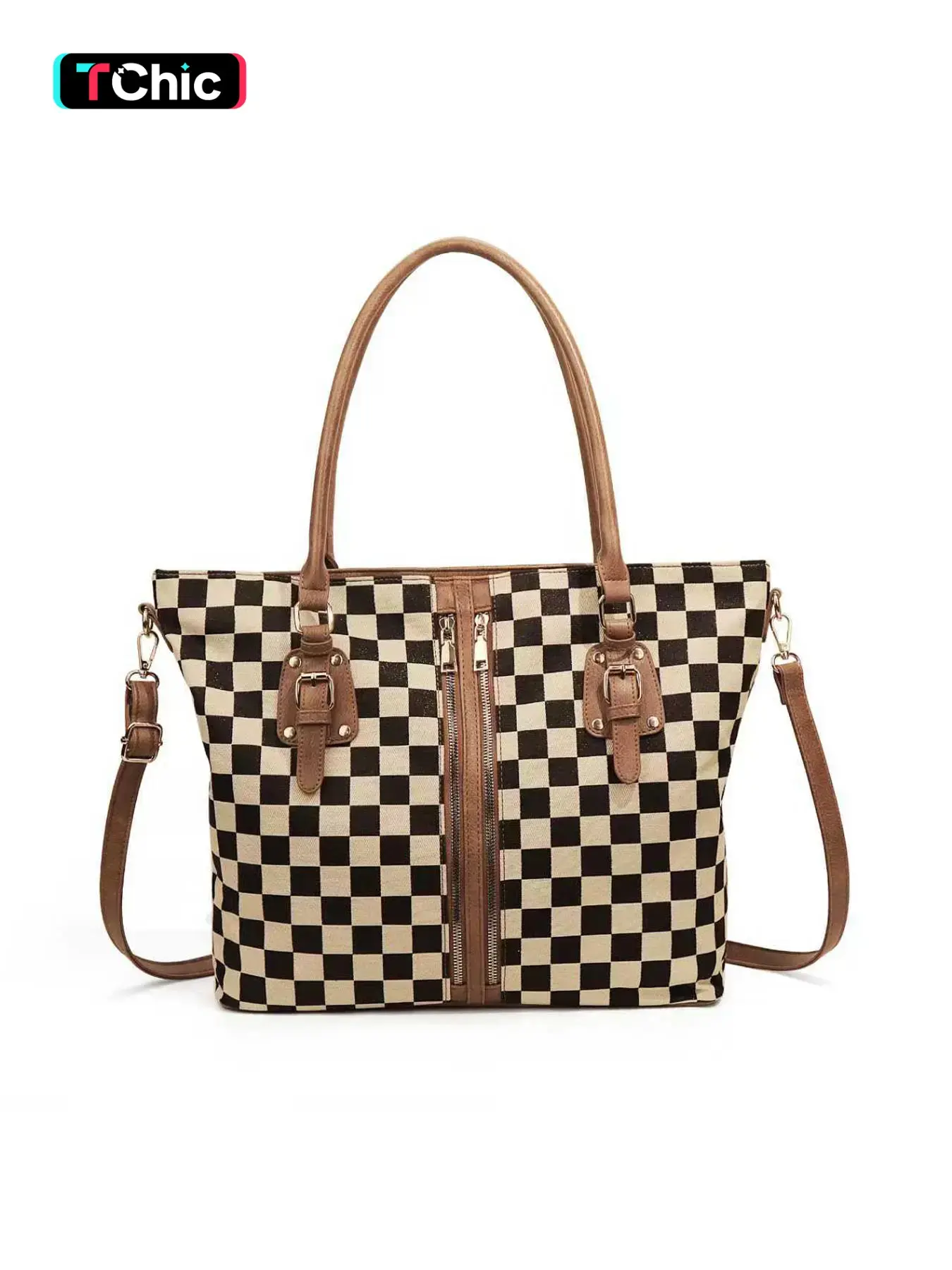 Women Checkered Plaid Tote Bag, PU Fashion Shoulder Bag, Fashionable Patterned Bag, Adjustable Strap, Crossbody Purse, Crossbody Shoulder Handbag, Large Hobo Bag for Work Travel Shopping