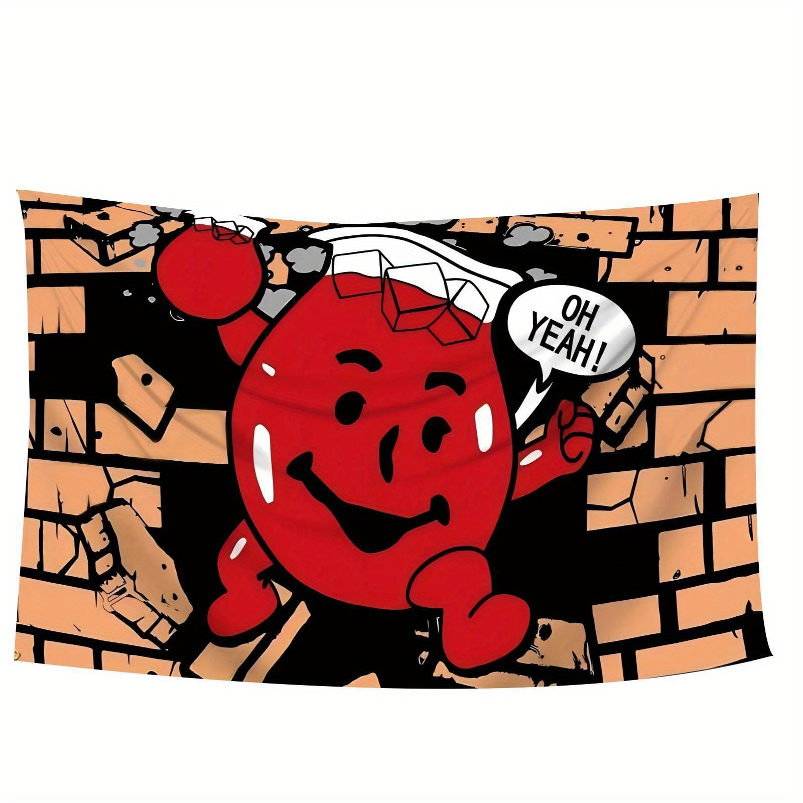 1pc Funny Red Gummy Bear Tapestry Art - Large Wall Hanging with "Oh Yeah!" Design, Vibrant Polyester Fabric, Multiple Sizes (23.6x35.4 Inch) for Bedroom, Living Room, Dorm Decor - Perfect Gift for Gummy Bear Fans, Bear Decor, Home Decoration, Dynamic Artw