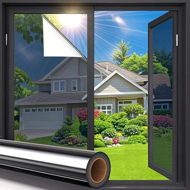 One-Way Perspective Heat Insulation Window Film, Solar Control Window Film, Anti-Peeping UV Sun Blocking, Solar Shade Reflective Tint for Office, Balcony, Household