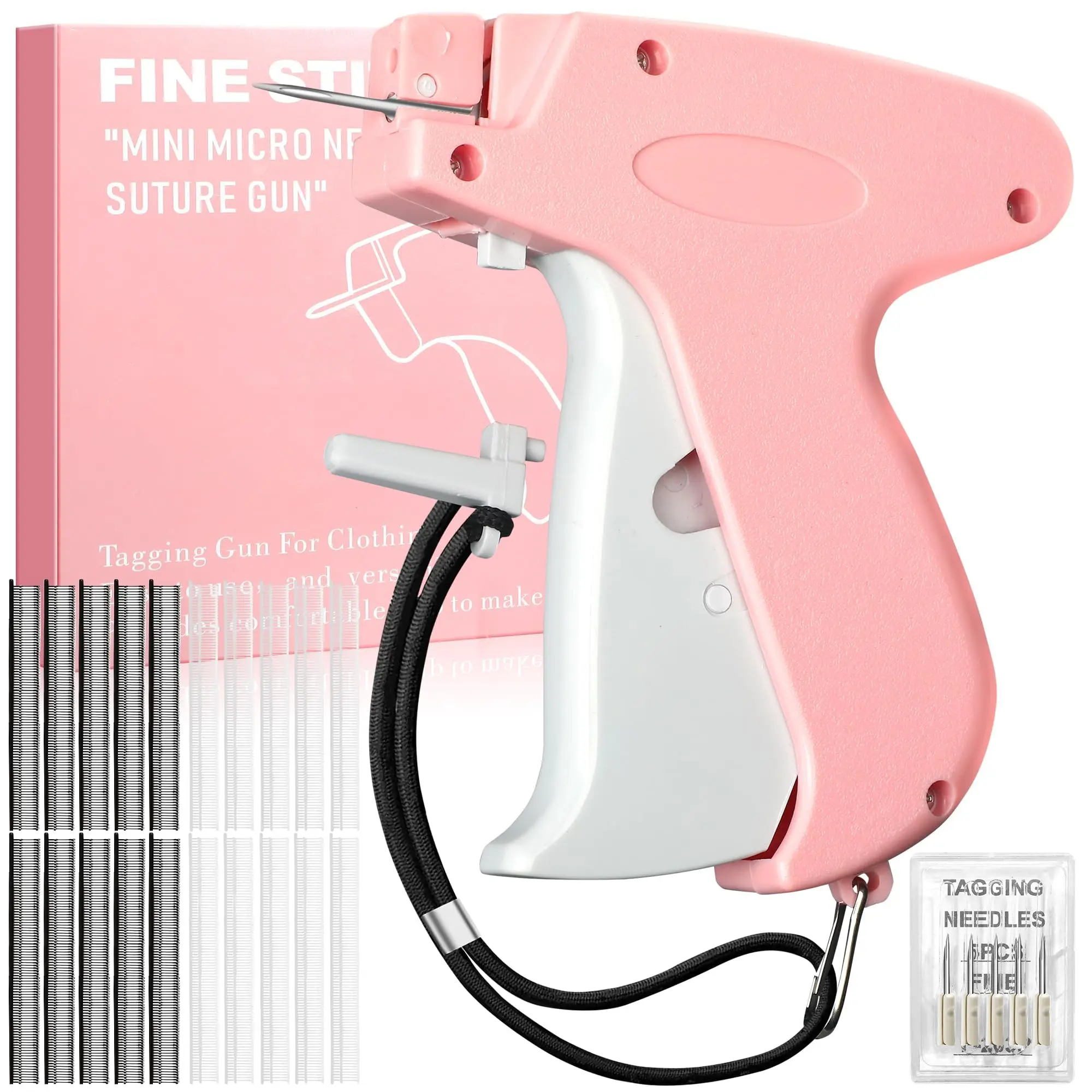 Portable Stainless Steel Micro Handheld Clothes Stitch Gun - DIY Retail Home Workshop Invisible Stitches Mending Tool Kit with 6 Needles, 500 Black & 500 White Fasteners, Plastic Sewing Machine Accessories for Adults, Sewing Hacks