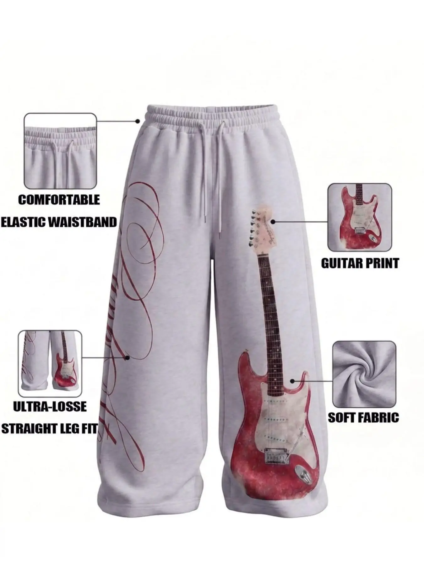 Men's Casual Street Style Print Sweatpants, Loose-Fitting Comfortable Breathable Trousers, Unique Daily Wear Pants