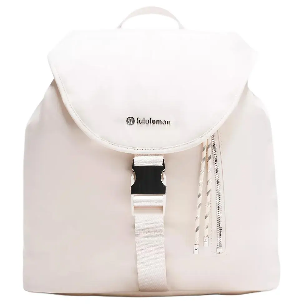 Women's Lululemon 10L Recycled Nylon Drawstring Bucket Backpack - Small Backpack for Women, Casual Style, Light Ivory with Silver, Bucket Bag, Built-in Pockets, Small Backpack Women, Bucket Bag Backpacks