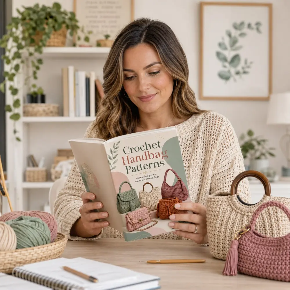 Crochet Handbag Patterns Book A5 Crochet Bag Pattern Guide for Beginners Modern Handmade Purse Designs Craft Project Gift