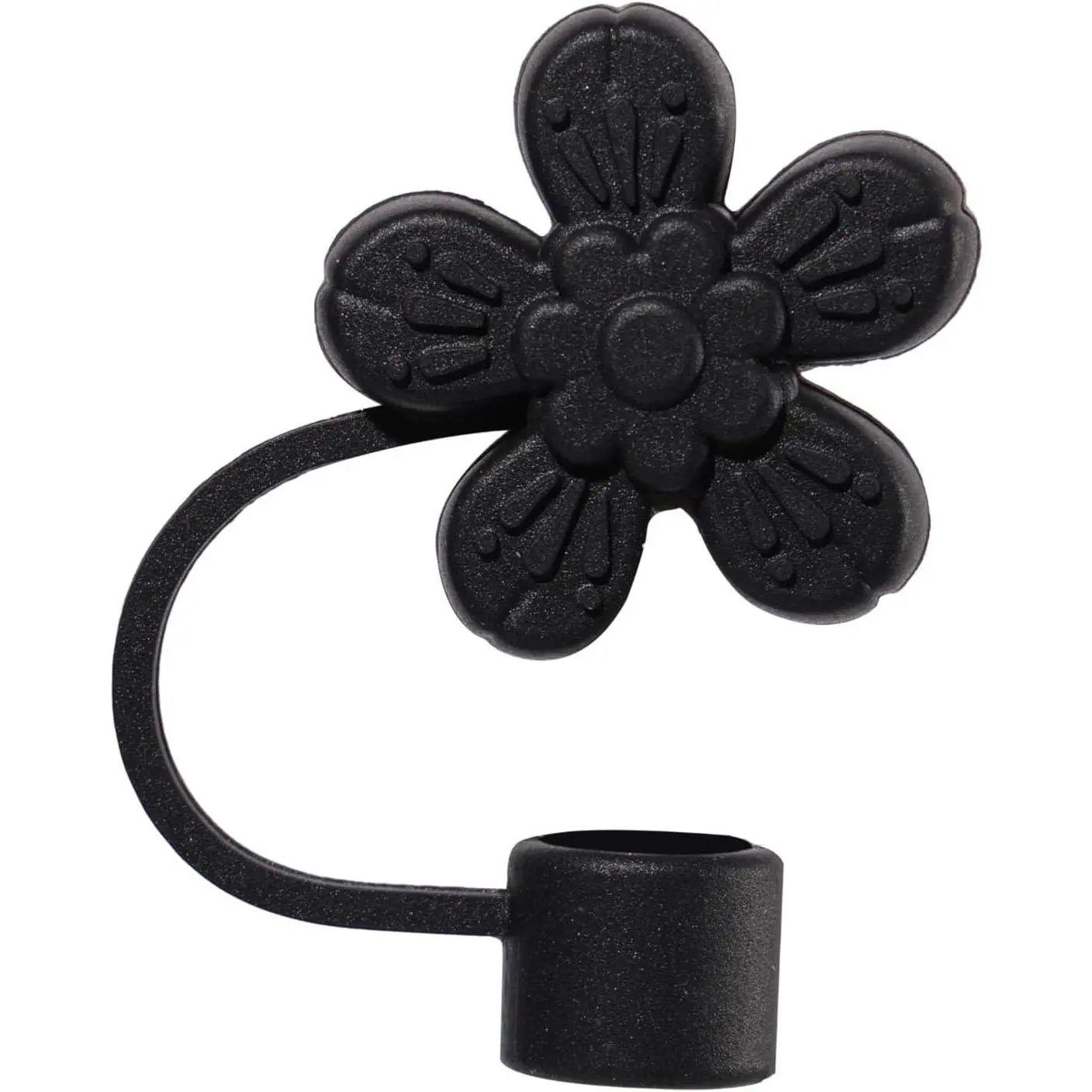 Black Flowers Silicone Straw Cover for 10mm Straw Covers Cap for Stanley Cup Accessories, Cute Straw Topper for Tumblers Straw Cap Stopper for Reusable Straws Tip Lids