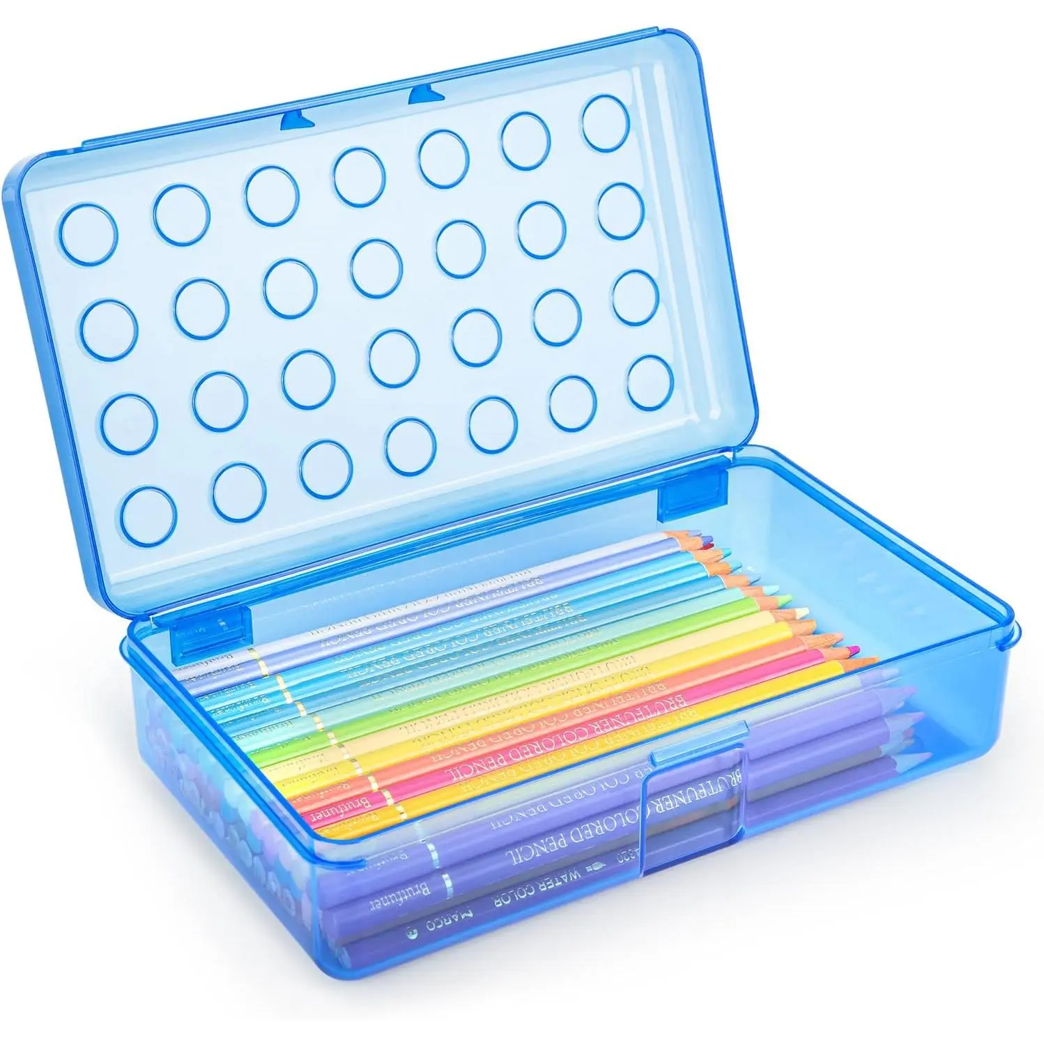 Plastic Cute Clear Hard Polka Dot Colored Pencil Box Case | Personalized Pen Case Box Marker Crayon Box Stackable Storage Box Art Craft Organizer Box For  Boys Girls  To School