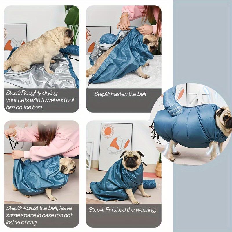 Quick Hands-Free Pet Drying Bag - Dog Cat Rabbit Bath Grooming | Fast 5-10 Min Drying, Anti-Hair Flying, Portable Foldable Design for All Pet Sizes
