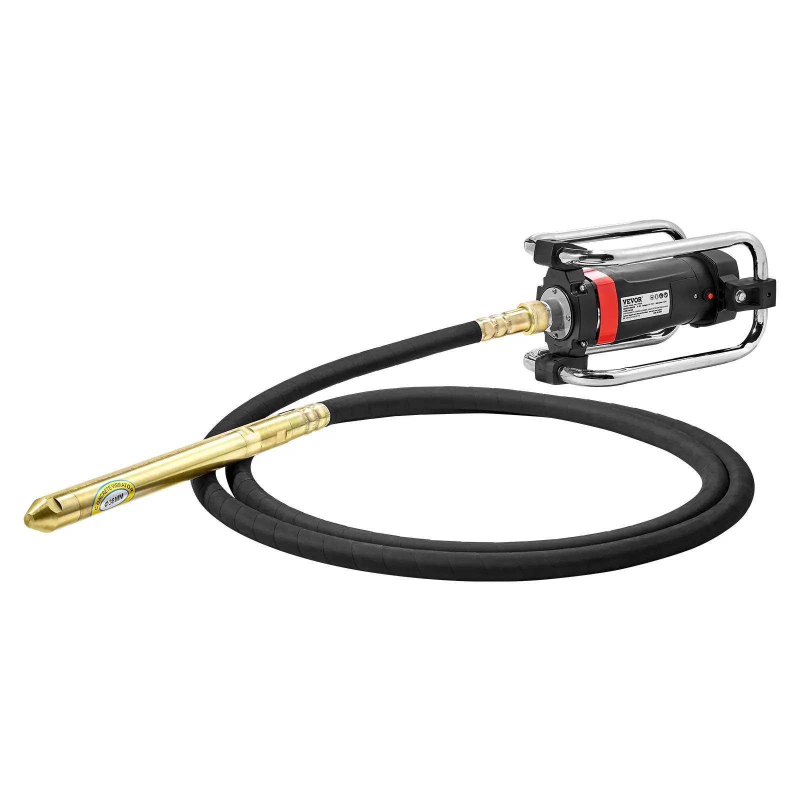 【DealsForYouDays】VEVOR Stainless Steel Lightweight Handheld Electric Concrete Vibrator, 1500W 2HP Copper Motor, 16000 VPM, 14.75ft/4.5m Pencil Shaft Cement Tool, 35.9 lbs, Durable for Foundations, Guardrail Air Bubble Removal & Leveling