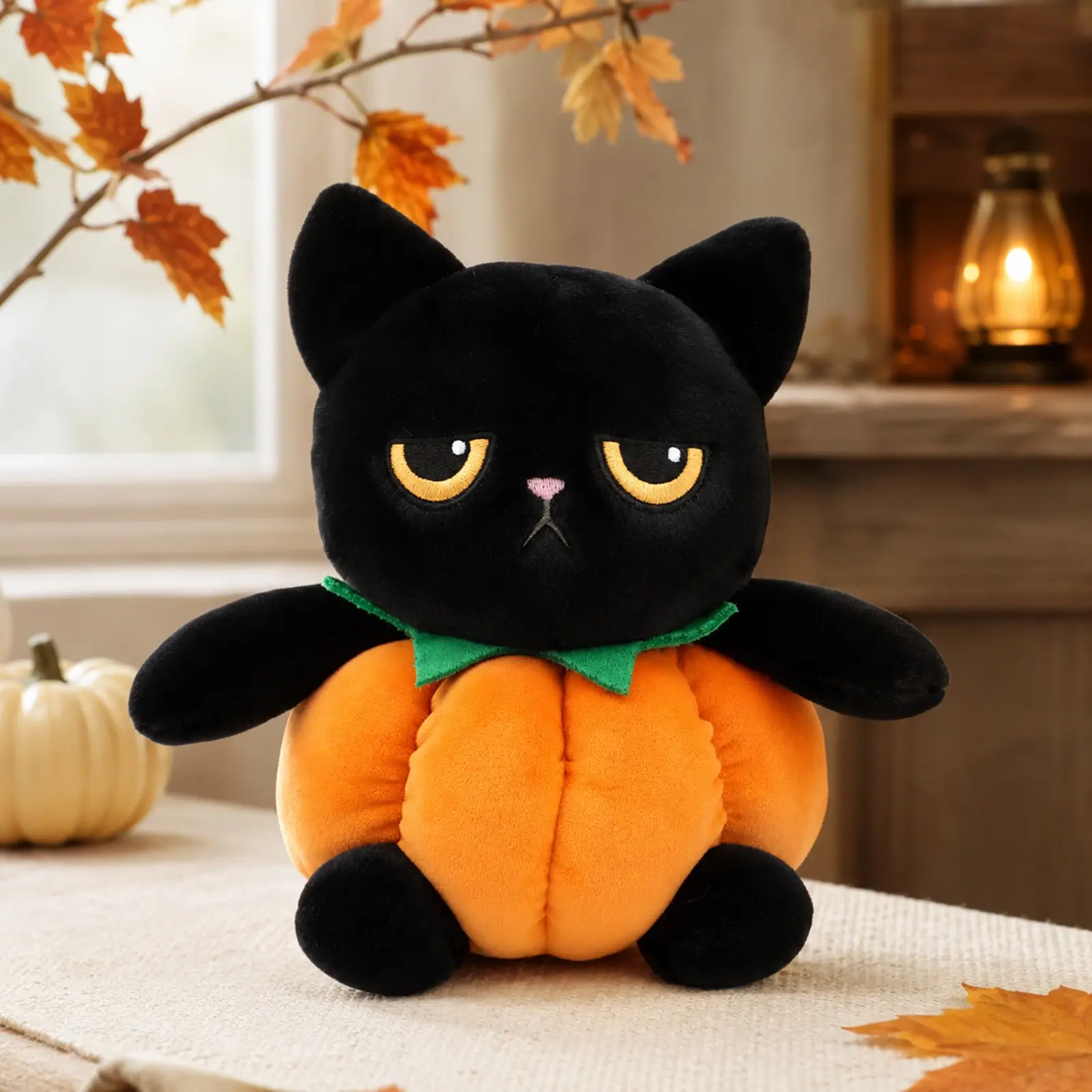 Black Cat Pumpkin Plush Toy, Soft Halloween Cat Stuffed Animal, Cute Pumpkin Cat Plush Doll, Halloween Home Decor, Cozy Fall Plush Decoration, Gift for Kids, Friends, Plush Toy Lovers, Halloween Party Decoration, Soft Cuddly Gift