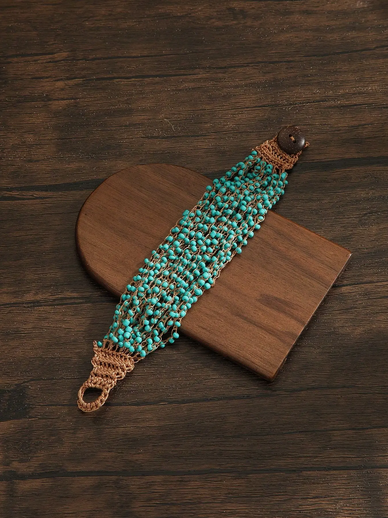 Women's Bohemian Style Bracelet, Retro Crochet Beaded Woven, Multicolor Handmade Jewelry, Perfect for Daily Wear & Holidays