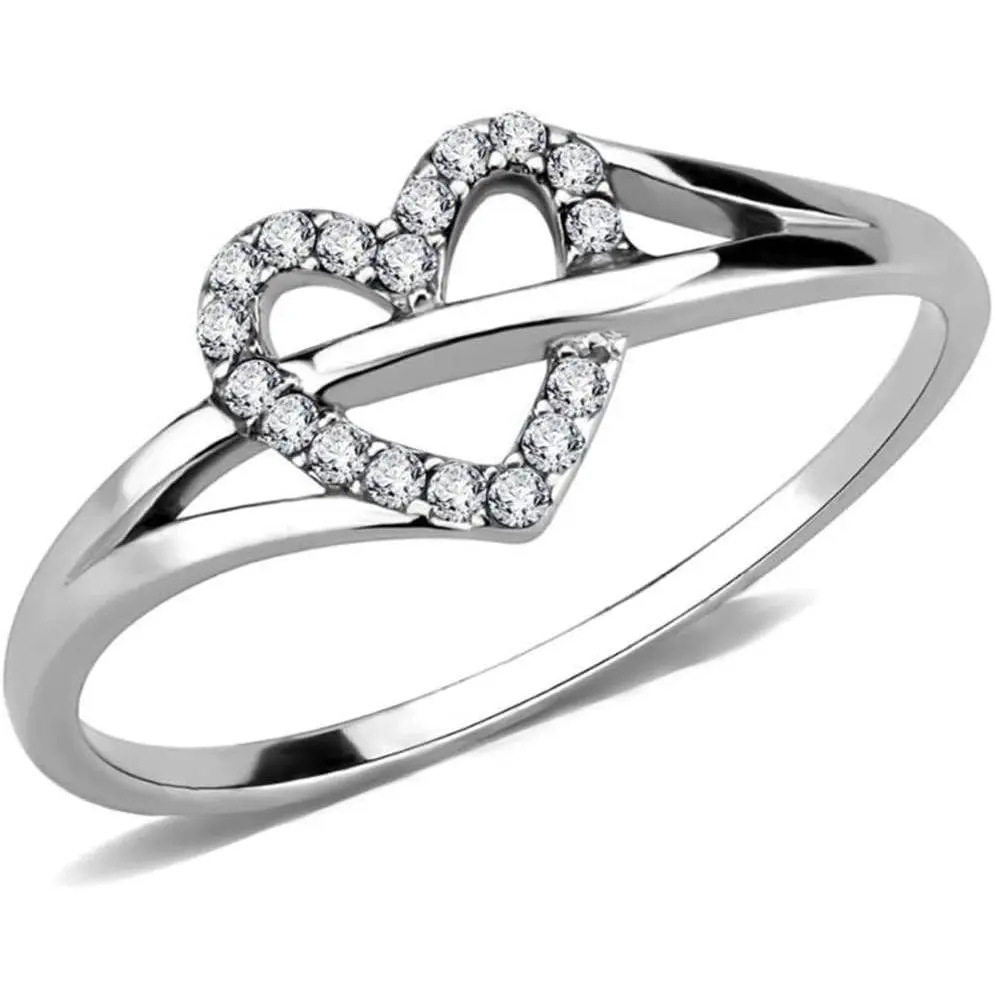Jewelers Stainless Steel Heart Shaped Wedding Engagement Anniversary Propose Ring