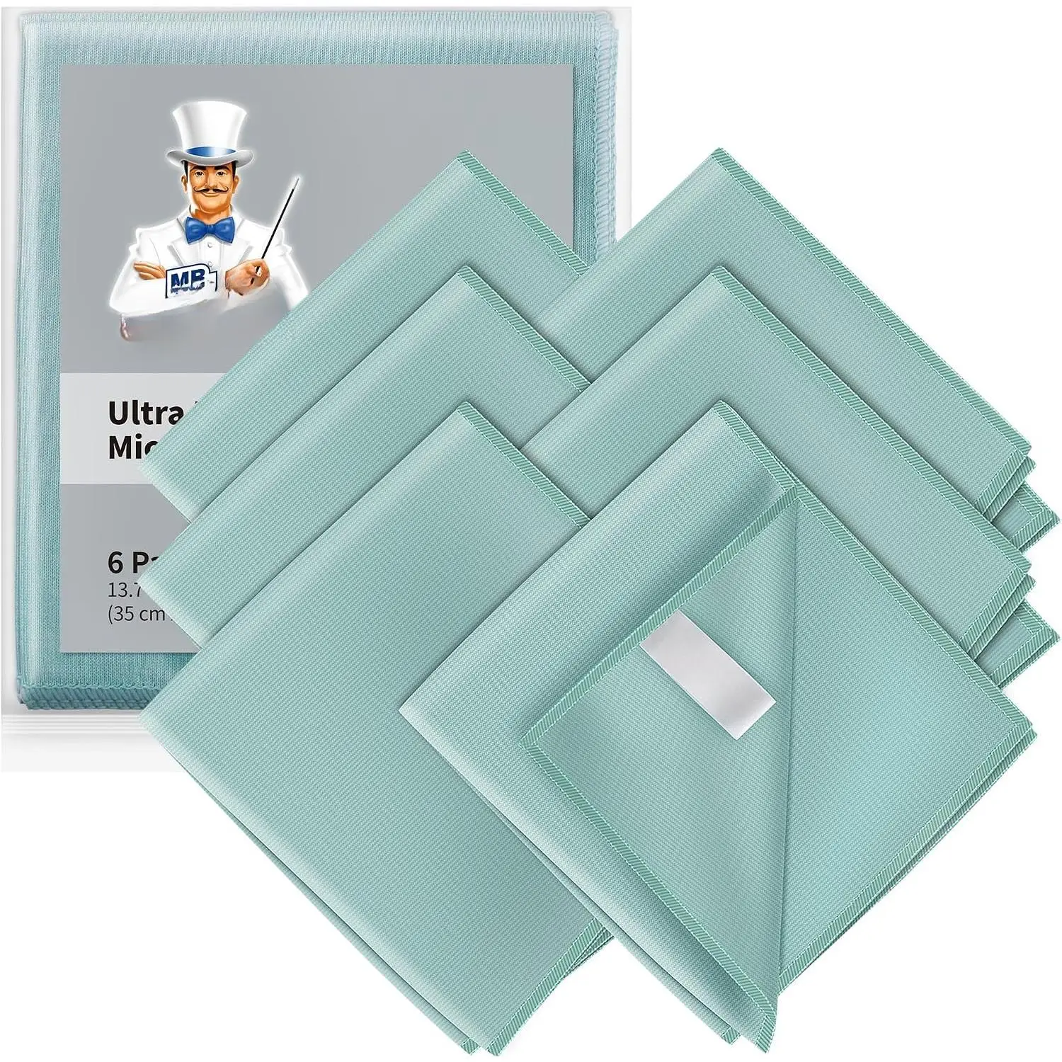 Ultra Fine Microfiber Cloths for Glass, Window, Mirror, Pack of 6 | Lint free window cleaning cloths, ultra fine microfiber polishing cloths, 35 x 40 cm(13.8 x 15.7 inch)