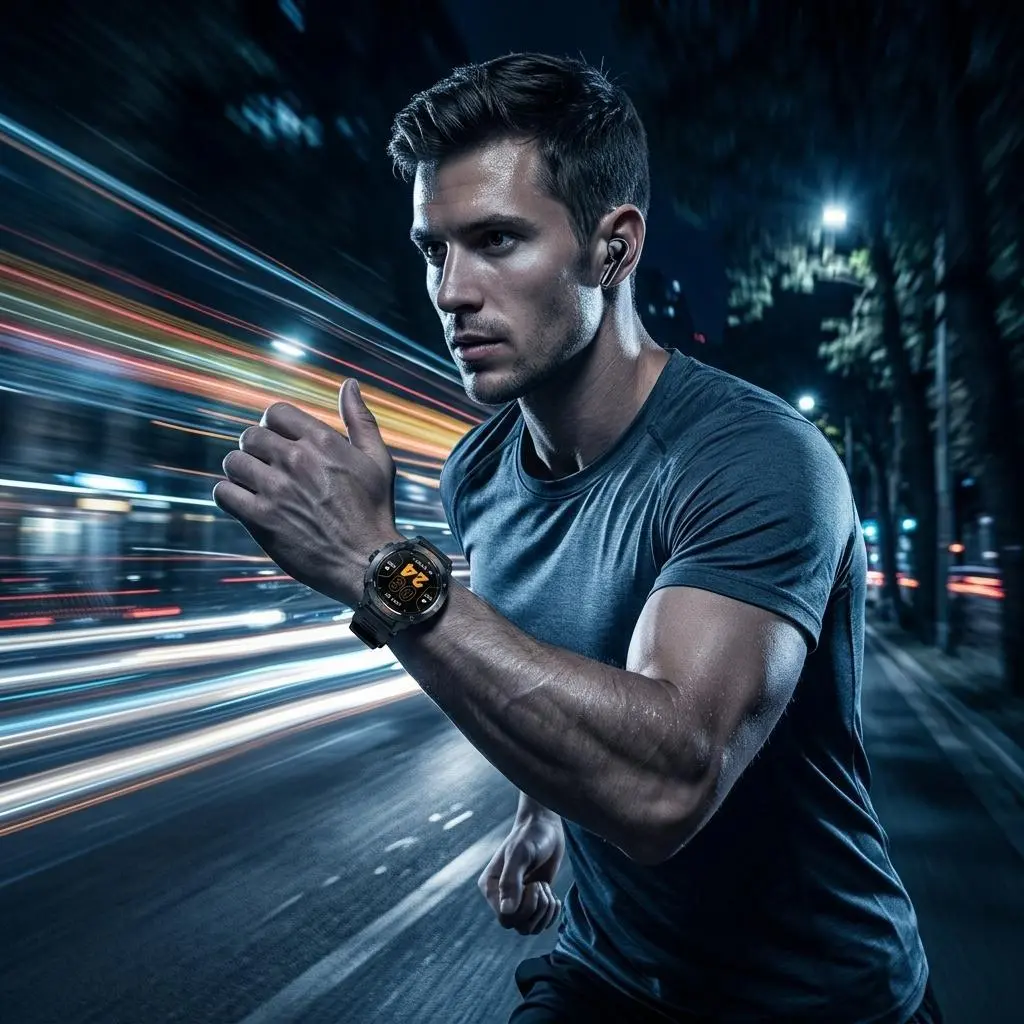 Heavy-Duty 2-in-1 Smart Watch Fitness Tracker with Built-in Wireless Earbuds & Magnetic Charging, Zinc Alloy Bezel, Supports Bluetooth Calls, Audio, Portable, Smartphone
