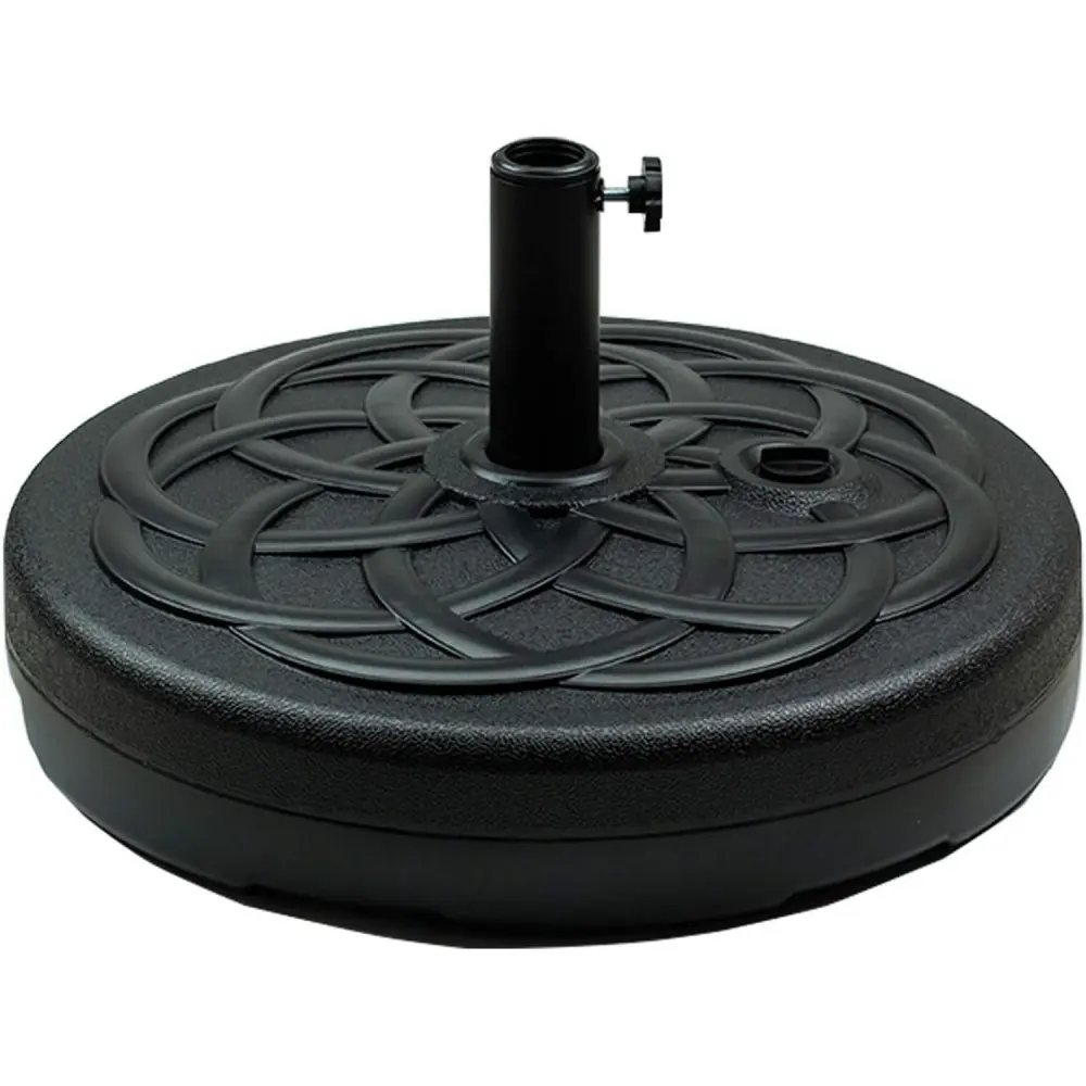 56 lb Heavy-Duty Polymer Plastic Round Patio Umbrella Base, 22.4in(d) x 4.7in(h) Sturdy Adjustable Stand for Outdoor Decks, Gardens, Water-Resistant