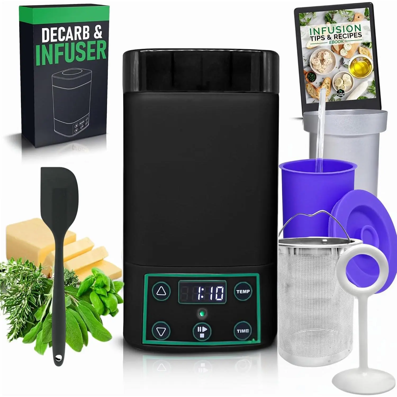Decarboxylator & Infuser Machine for Butter, Oil,  Extractor EdiOven | Easy Butter Infusion Decarboxylation Machine, Mess-free design, Includes Spatula & Recipe eBook