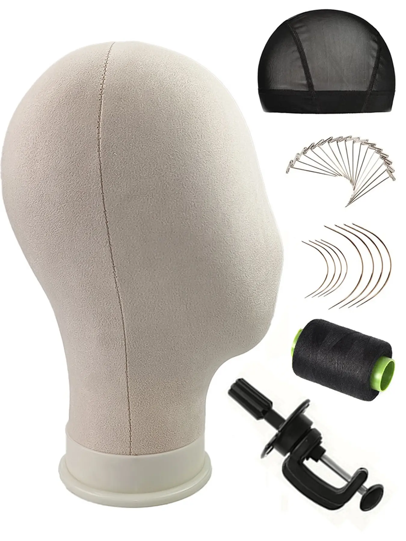 Wig Head Cork Canvas Block Head Mannequin Head with Stand, Ideal for Wig Making, Durable and Versatile Design, Perfect for Hair Artists, Practice Mannequin Head