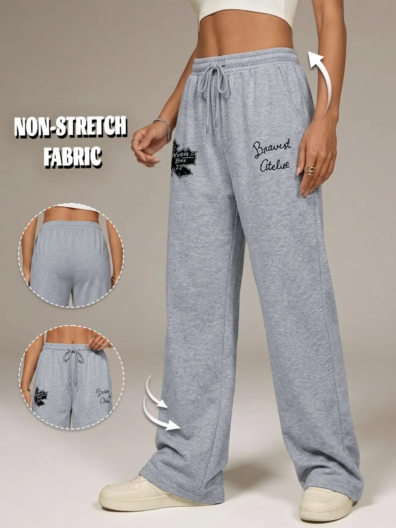 Y2K Graphic Wide Leg Sweatpants | High Waist Drawstring Lounge Pants | Streetwear Joggers