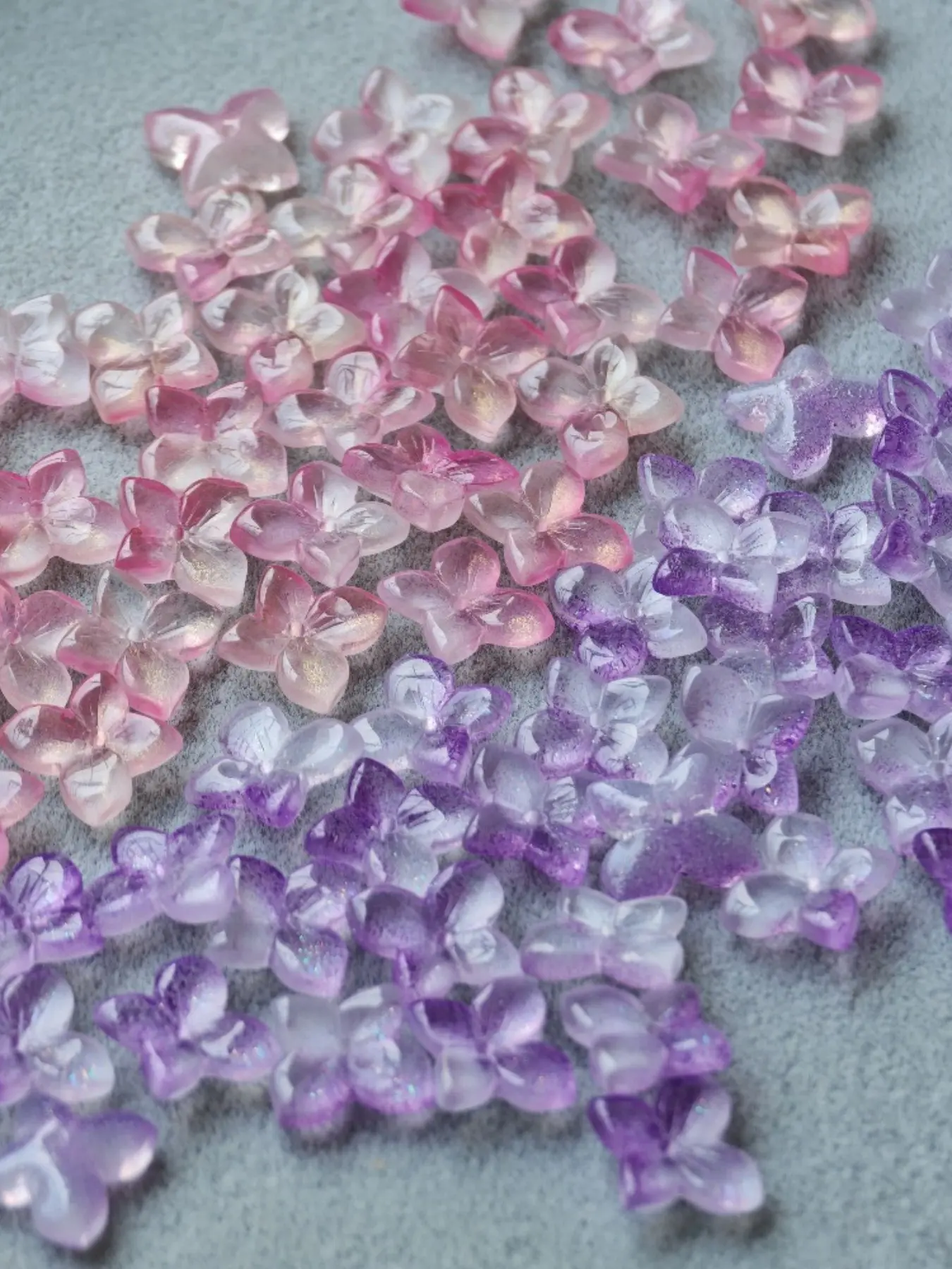 50pcs 12mm Glass Butterfly Flower Beads, DIY Jewelry Making Supplies, Earrings, Bracelets, Necklaces, Handmade Craft Accessories